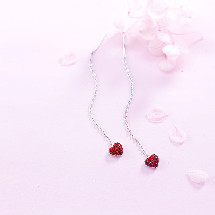 Red Love Drop Diamond Earrings