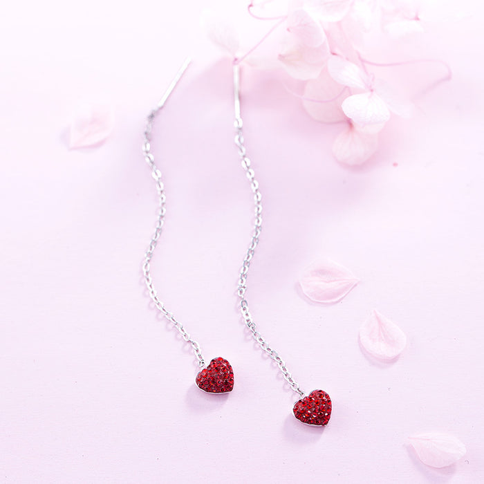 Red Love Drop Diamond Earrings