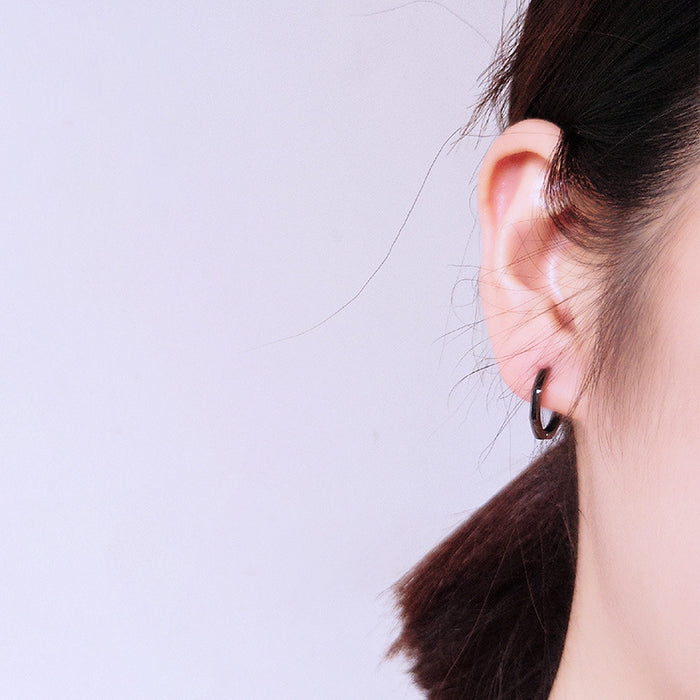 Metallic Black Hexagon Earrings