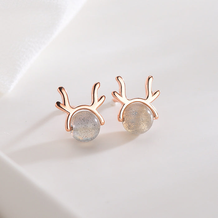 Mini Deer Stone Shape Earrings