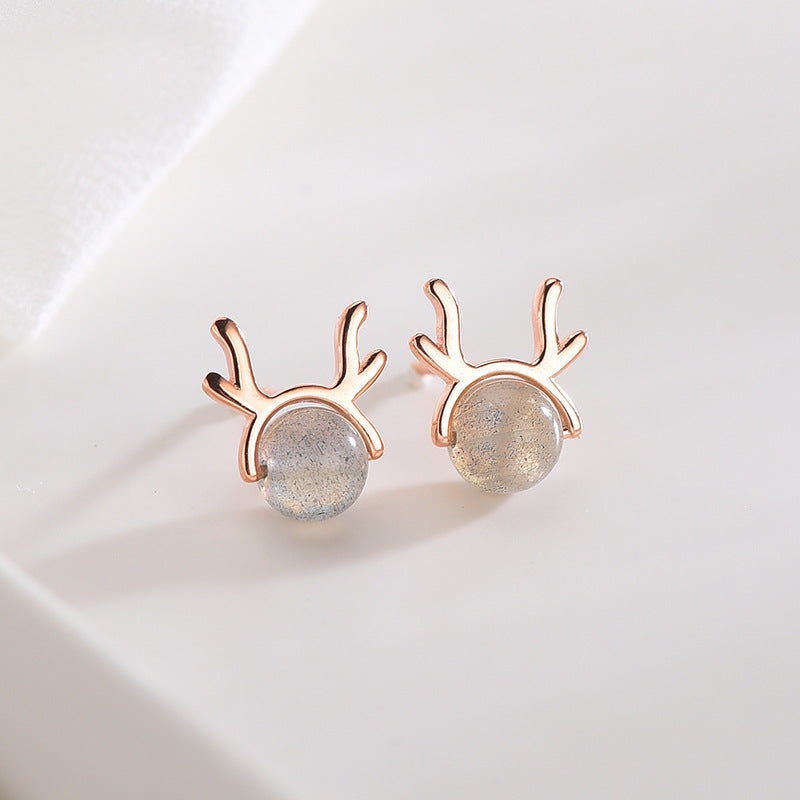 Mini Deer Stone Shape Earrings