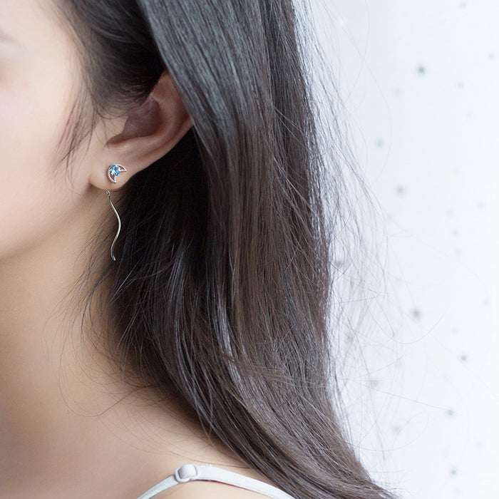 Blue Star-Moon Gem Earrings
