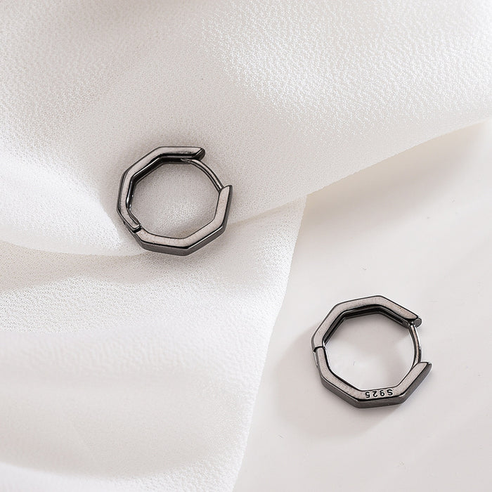 Metallic Black Hexagon Earrings