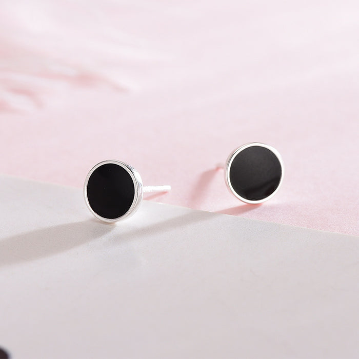 Full Black Round Earrings