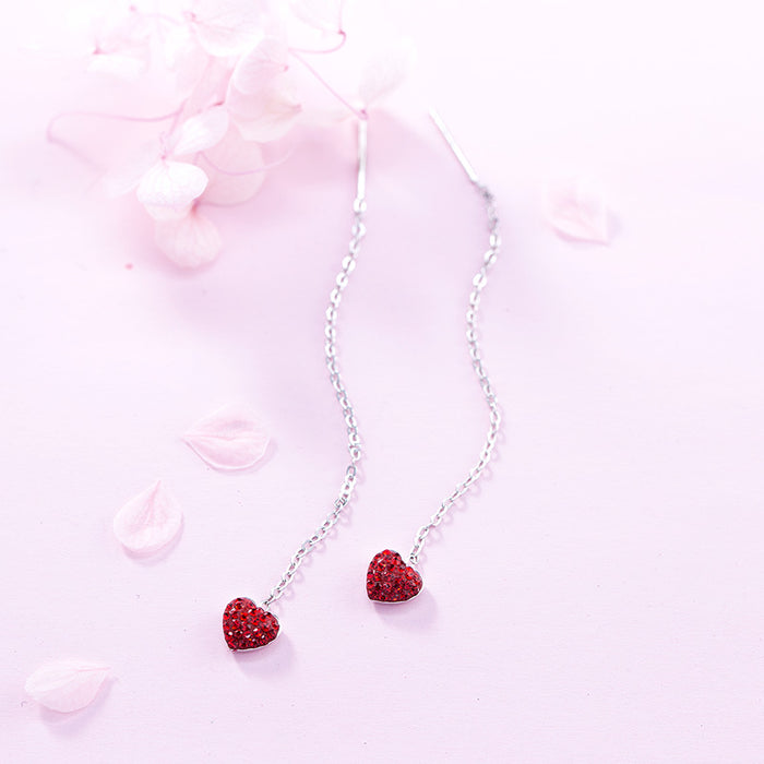 Red Love Drop Diamond Earrings