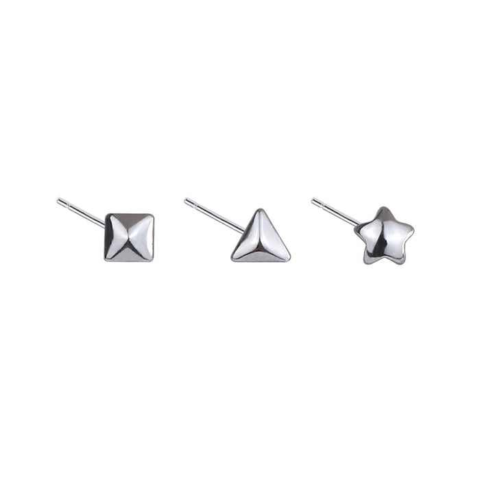 Geometric Silver Shape Earrings