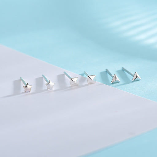 Geometric Silver Shape Earrings
