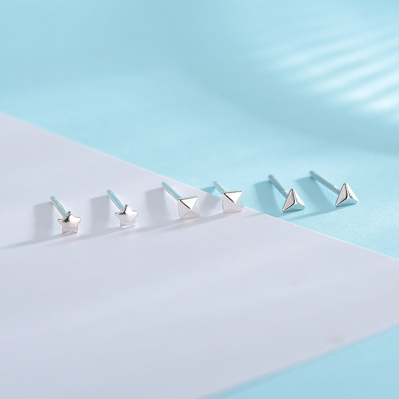 Geometric Silver Shape Earrings