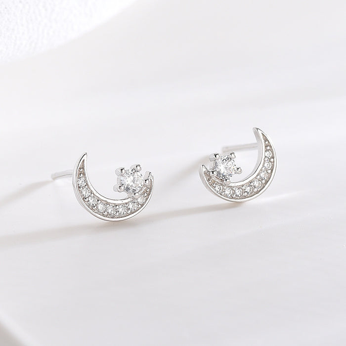 Star Moon Diamond Earrings
