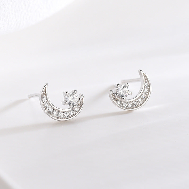 Star Moon Diamond Earrings