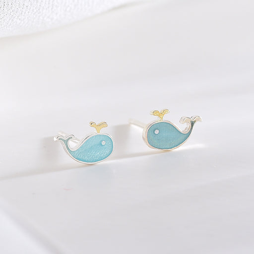 Blue Little Whale Earrings