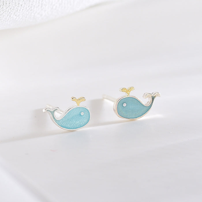 Blue Little Whale Earrings