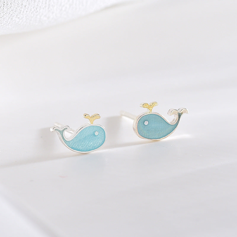 Blue Little Whale Earrings