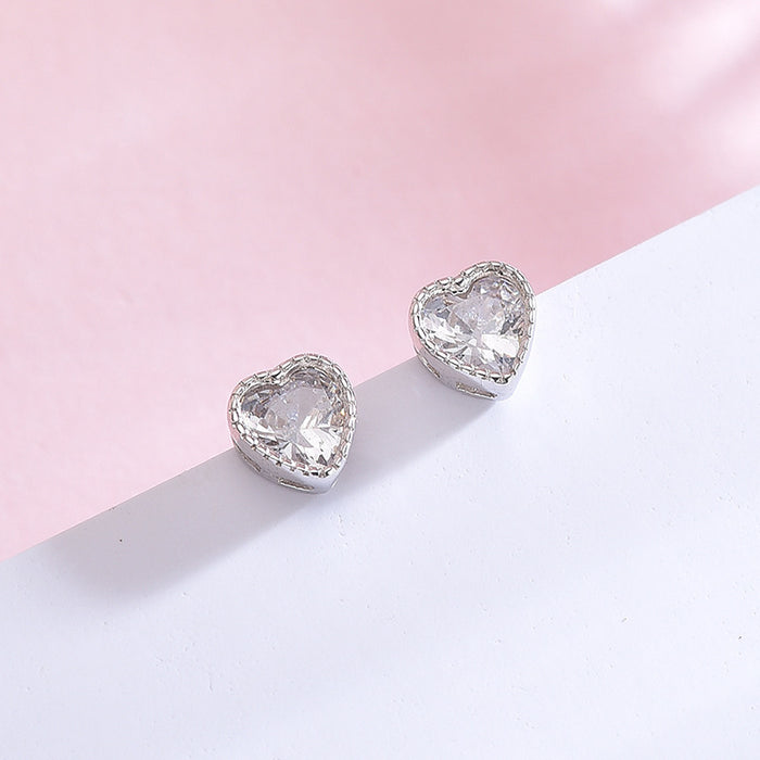 Heart-Shaped Diamond Stud Earrings