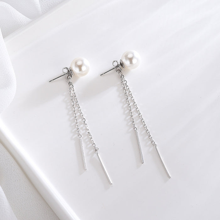 Pearl Tassel Long Drop Earrings