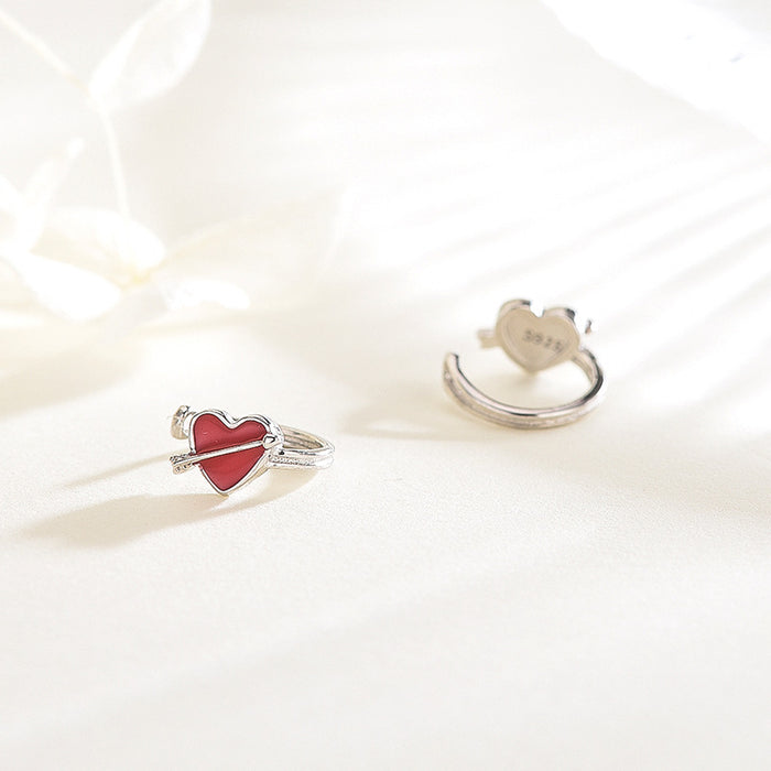Arrow Heart Silver Earrings