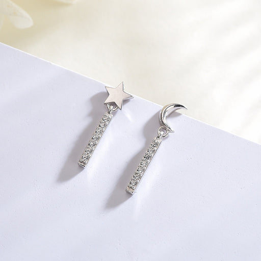 Asymmetrical Diamond Stars & Moon Earrings