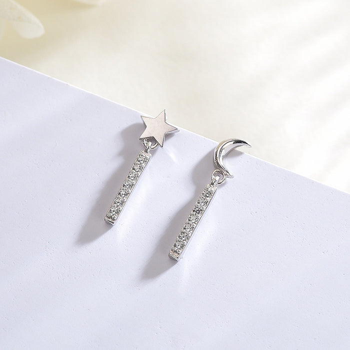 Asymmetrical Diamond Stars & Moon Earrings