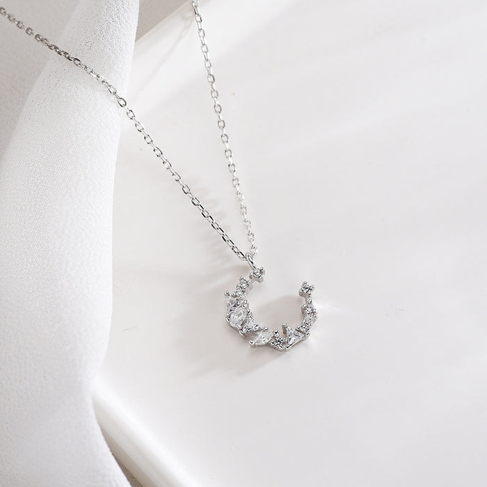Moon Crescent Diamond Necklace