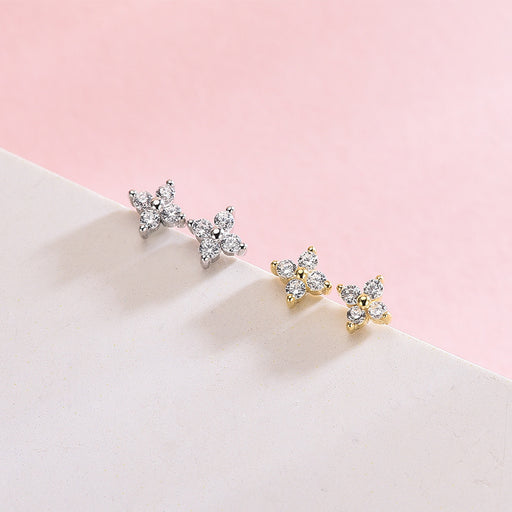 Simple Diamond Clover Earrings
