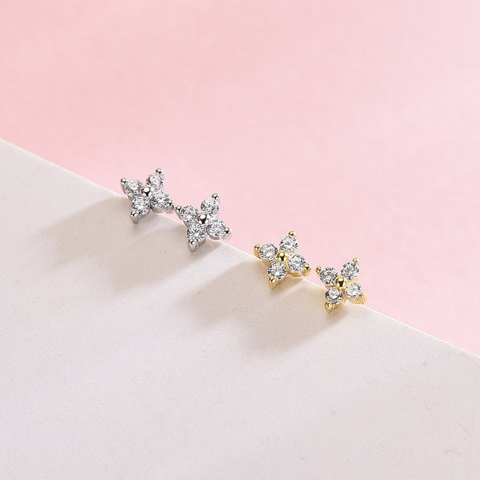 Simple Diamond Clover Earrings