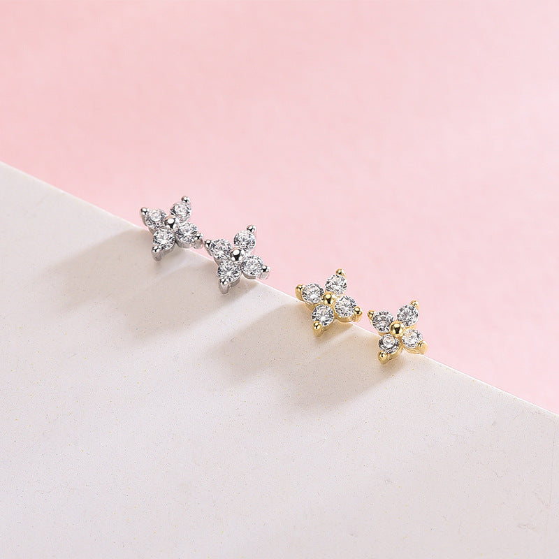 Simple Diamond Clover Earrings