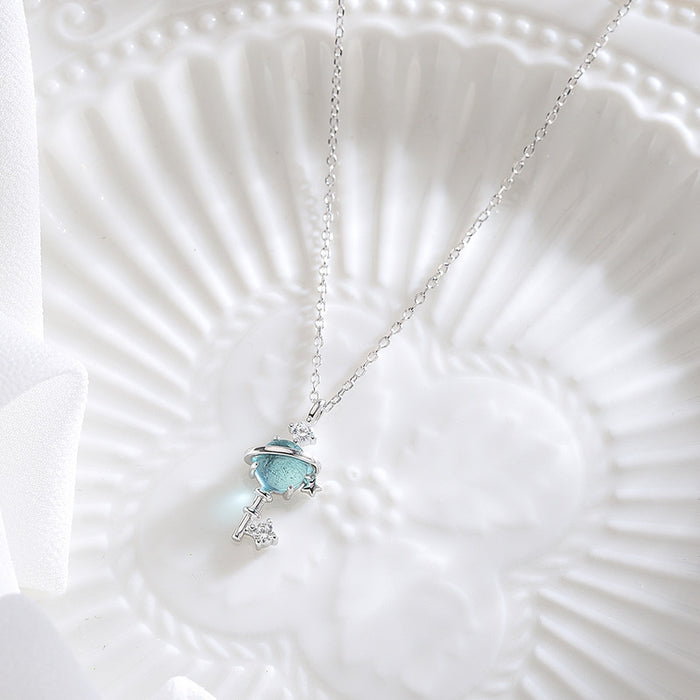 Blue Aurora Diamond Planet Necklace