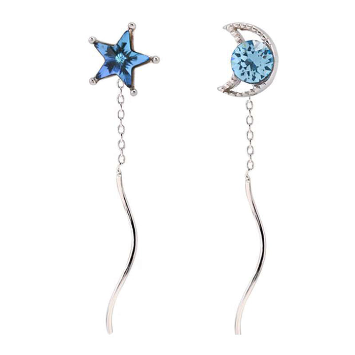 Blue Star-Moon Gem Earrings
