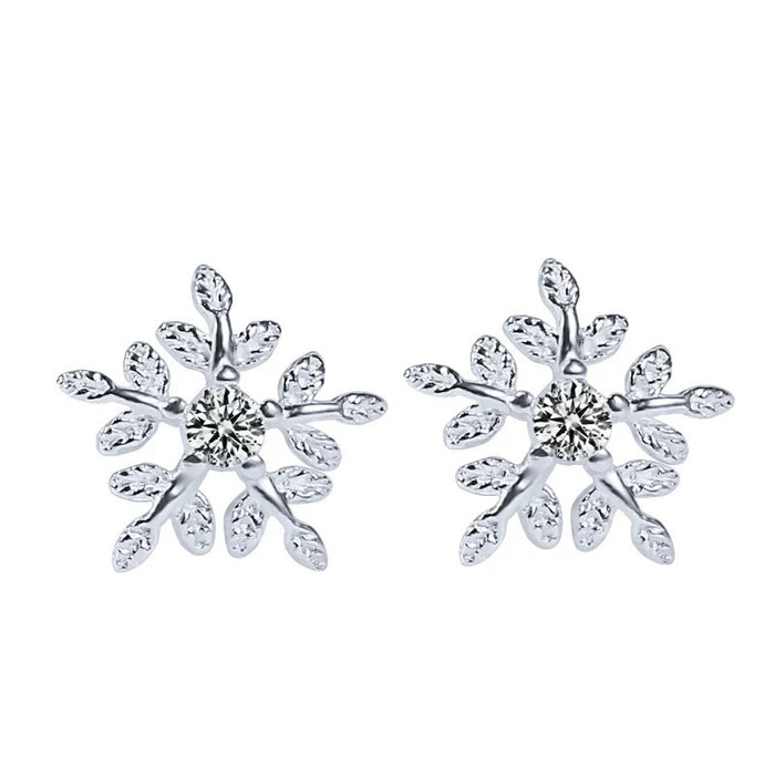 Snowflake Diamond Stud Earrings