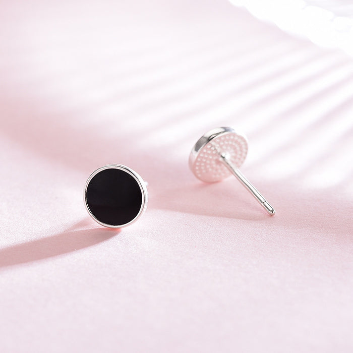 Full Black Round Earrings