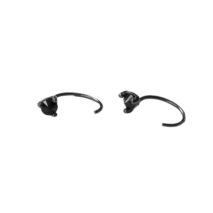 Triangle Single Black Diamond Earrings