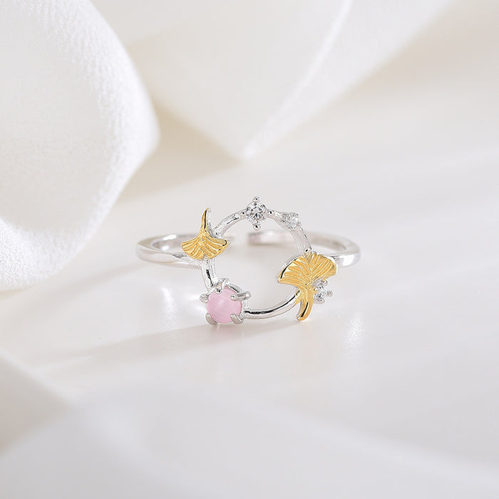 Apricot Leaf Cat Eye Ring