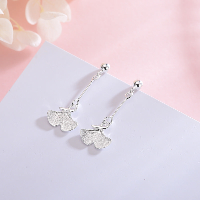 Falling Leaves Silver Drop Earrings