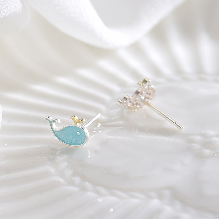 Blue Little Whale Earrings
