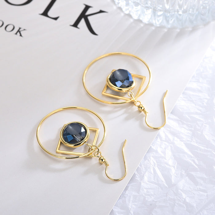 Sapphire Navy Blue Hook Earrings