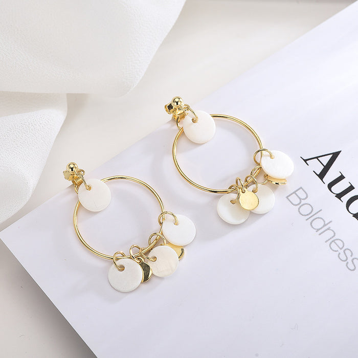 Geometric White Marble Gold Earrings