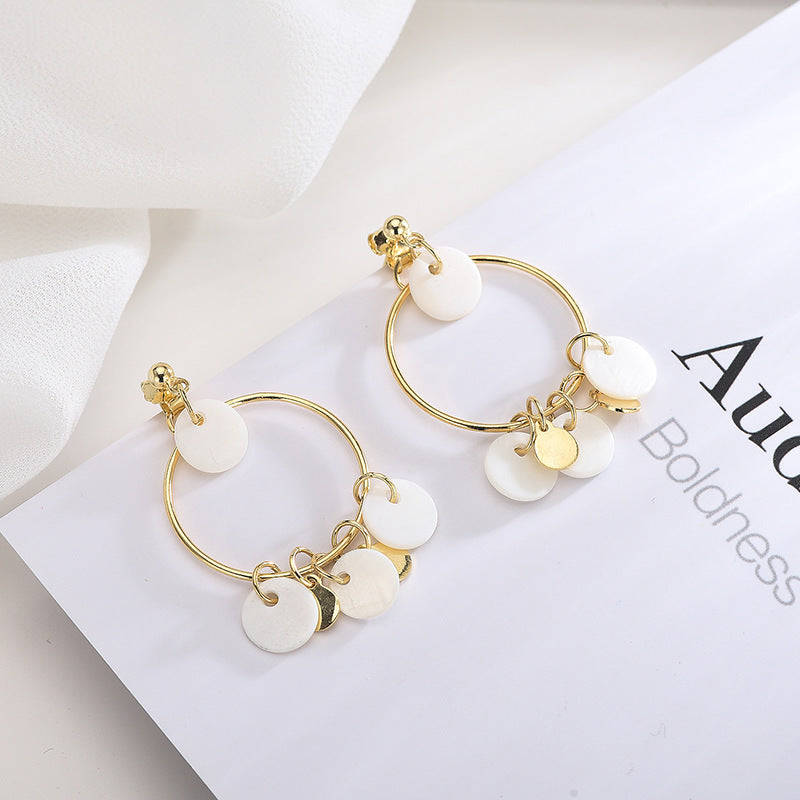 Geometric White Marble Gold Earrings