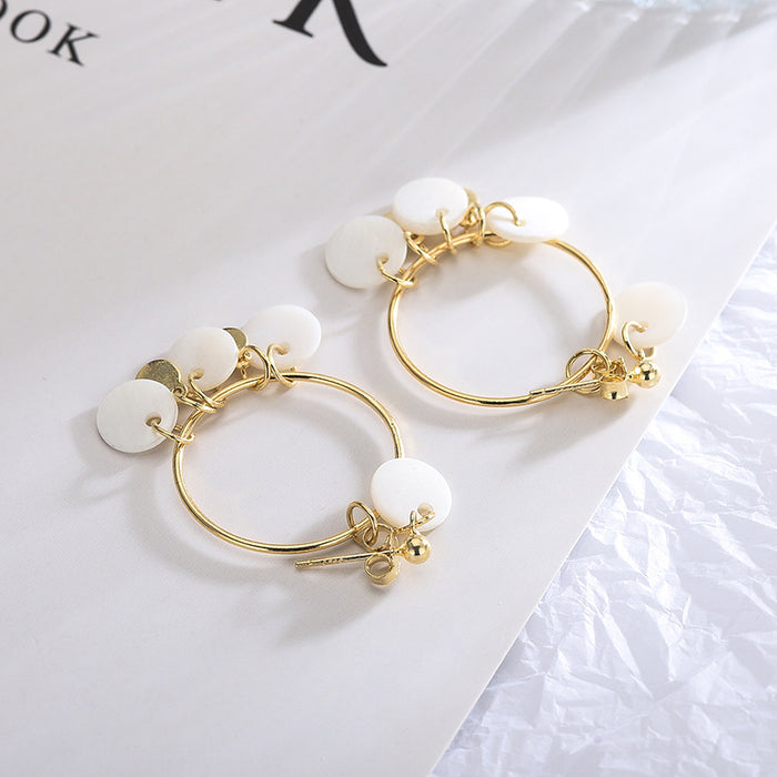 Geometric White Marble Gold Earrings