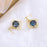 Deep-Ocean Hexagon Gem Earrings