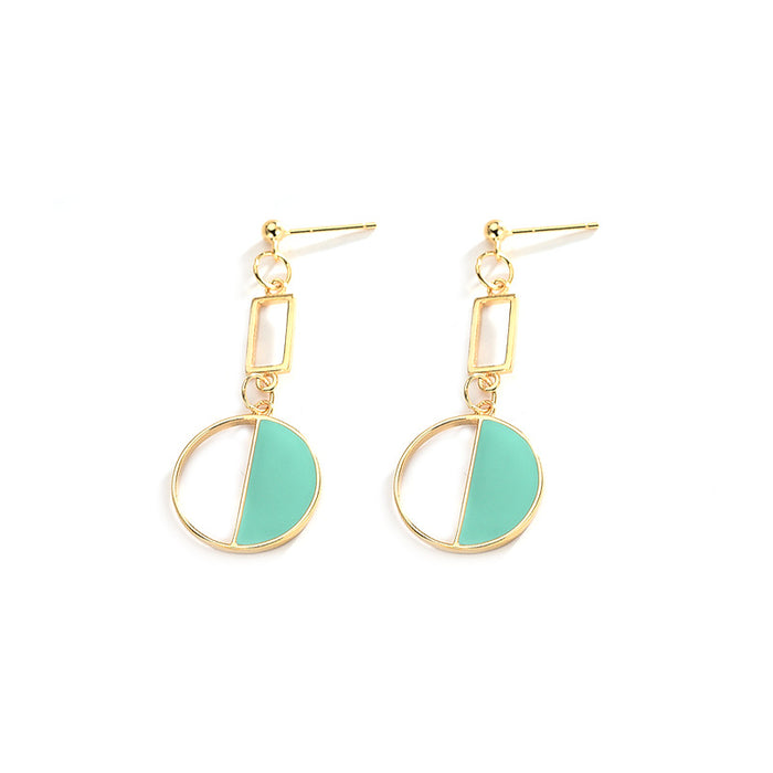 Round Turquoise Emerald Earrings