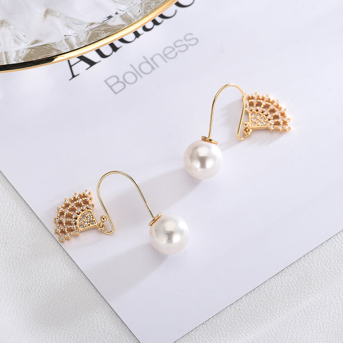 Pearl Fan Shaped Earrings