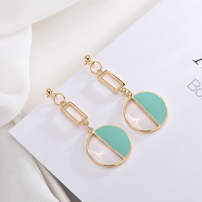 Round Turquoise Emerald Earrings