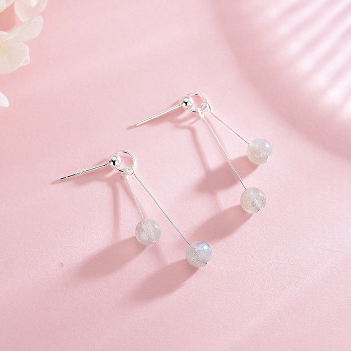 Glowy Beads Silver Stud Earring