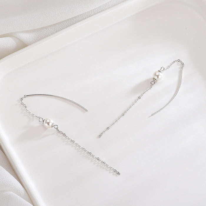 Pearl Tassel Long Drop Earrings