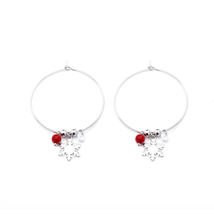 Diamond Snow Round Hook Earrings