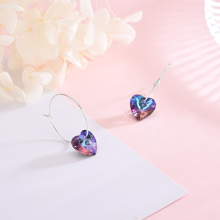 Purple-Blue Heart Gem Earrings