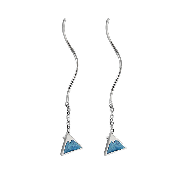 Geometric Blue Triangle Earrings