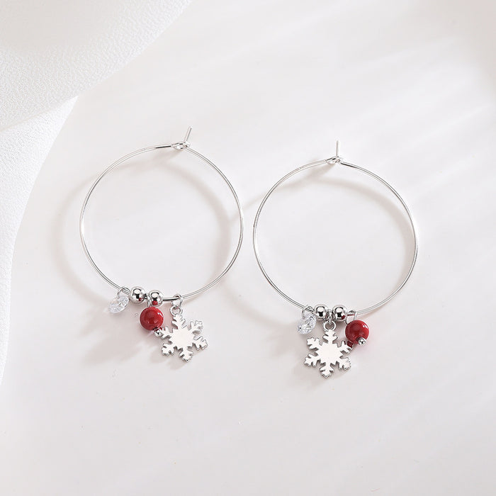 Diamond Snow Round Hook Earrings
