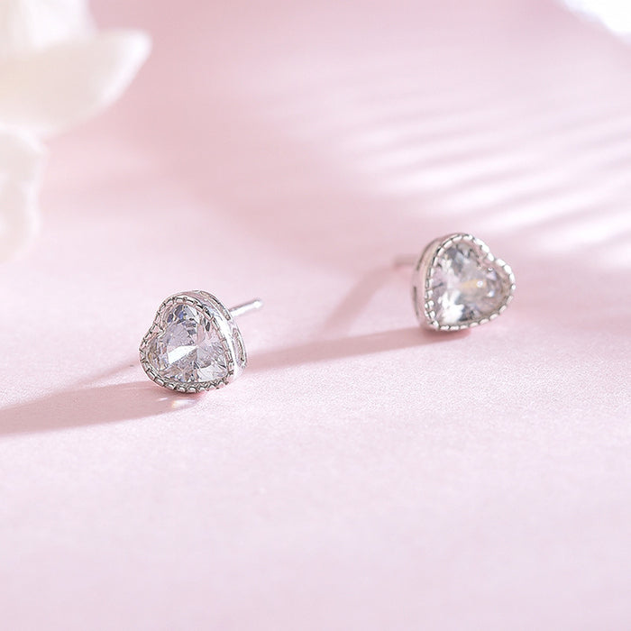 Heart-Shaped Diamond Stud Earrings