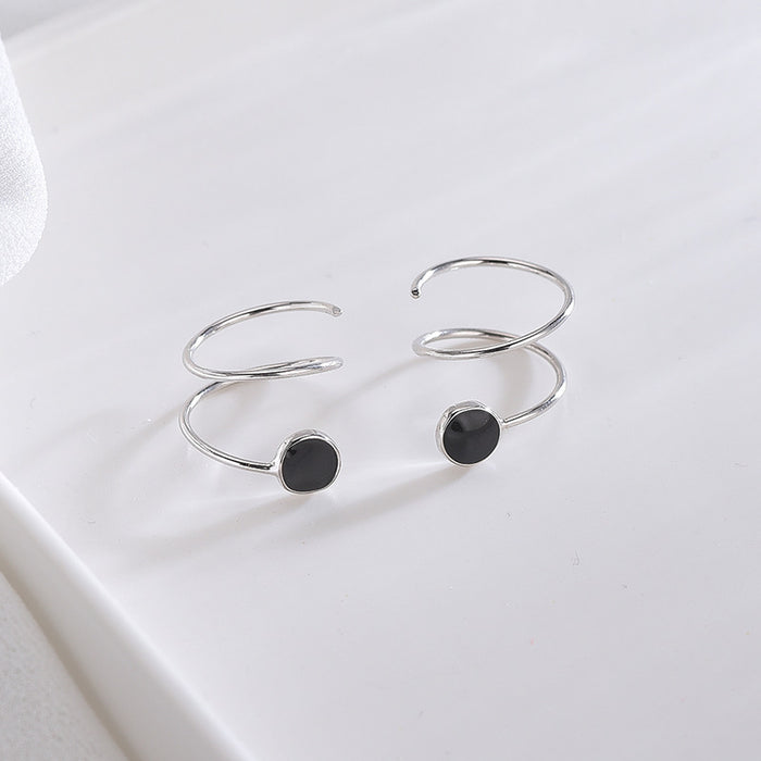 Black S-Shaped Wave Earrings